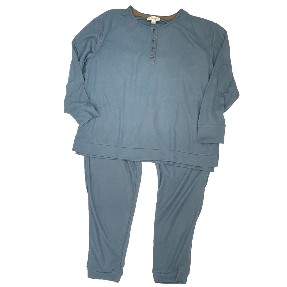 Koolaburra by UGG Brushed Rib Henley & Joggers Lounge PJ's Coastal Blue sz 1x